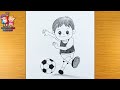 How to draw a boy playing Football