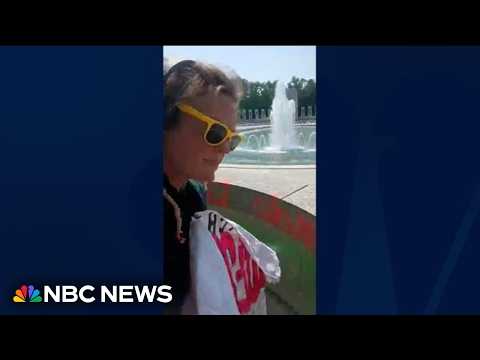 Woman films herself vandalizing World War II Memorial in Washington
