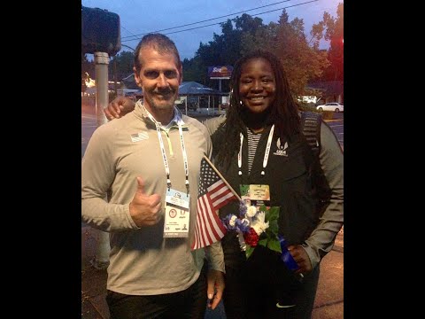 Felisha Johnson (USA) 19.24m in the women's shot put - Track and Field