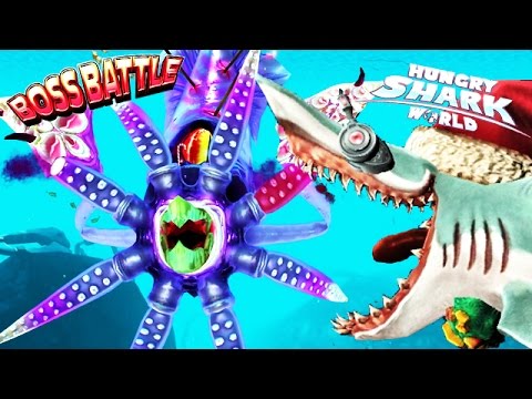 Hungry Shark World - Colossal Squid BOSS vs Mako Shark🦑