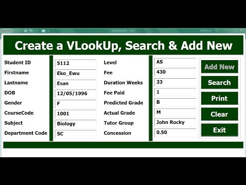 How to Create Excel VBA VLookup, Update and Search  Function Using Userform - Part 1 of 2