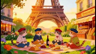 Lofi Relaxing & Chill ☀️ Ambience with Cats at the Eiffel Tower