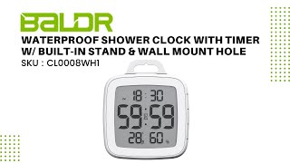 BALDR Digital Shower Clock with Timer (White)