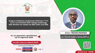 #BURUNDI : SEANCE PLENIERE DU 27 DECEMBRE 2025