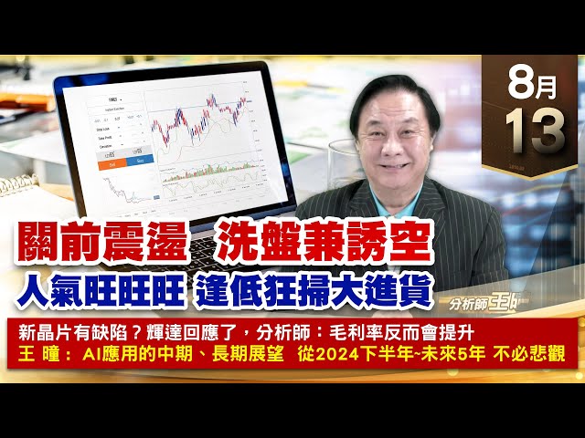 【財經至尊】王曈 0813《【關前震盪  洗盤兼誘空】》旺矽、力旺、鴻海，千附精密、玉晶光｜【光學王+元宇宙王+安控王+IC設計王】加入line@ king5588