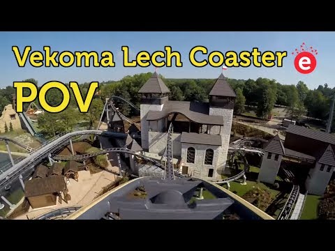 Lech Roller Coaster Front Seat Onride Video POV at Legendia in Chorzow, Poland