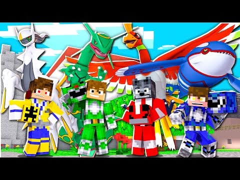 Minecraft: Power Rangers Pokémon #2 - RED RANGER VS GREEN RANGER VS YELLOW RANGER VS BLUE RANGER ...