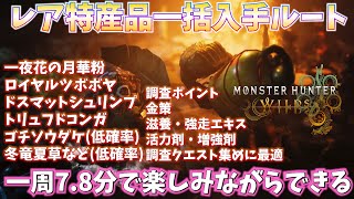 【MHWilds】全てが一括で手に入る探索オススメ周回ルート　レアアイテムもごっそりです【冬竜夏草】【モンハンワイルズ】【MHWs】【一夜花】【ゴチソウダケ】【レア特産品】
