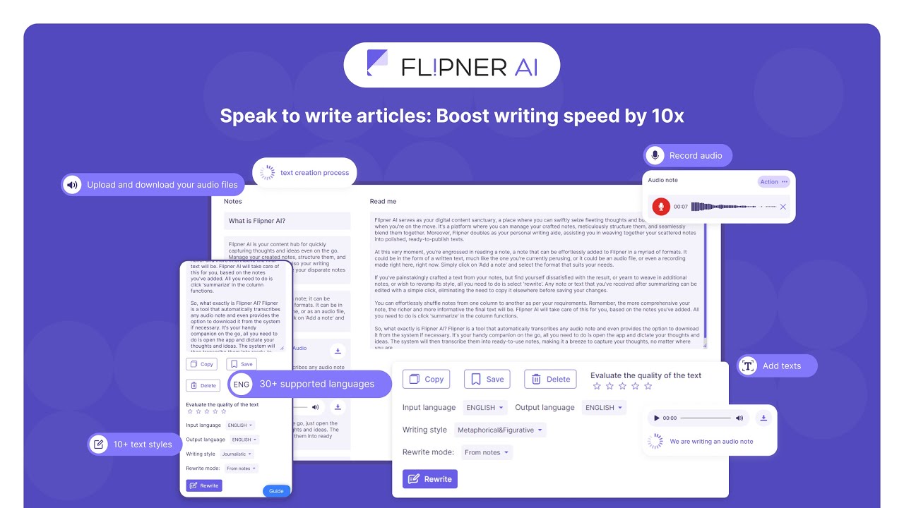 Speak to write articles with Flipner AI - Tutorial Video