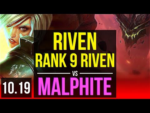 RIVEN vs MALPHITE (TOP) | Rank 9 Riven, Triple Kill, KDA 14/2/7, Godlike | EUW Challenger | v10.19