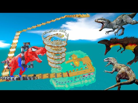 INDORAPTOR  DEATH FALL vs T REX PARKOUR - Animal Revolt Battle Simulator