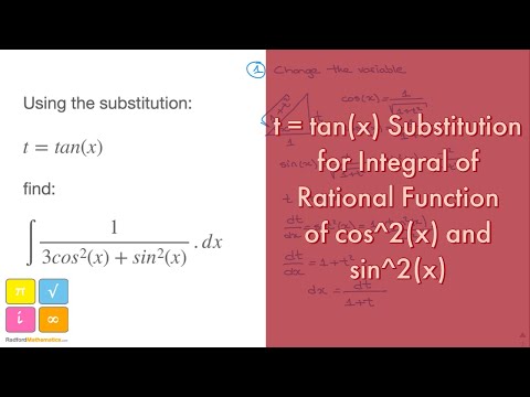 t = tan(x) Substitution for Integral of Rational Function of cos^2(x) and sin^2(x)