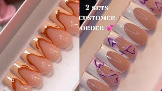 Make a full press on nails order with me 💞 How to make press on nails | press on nails business