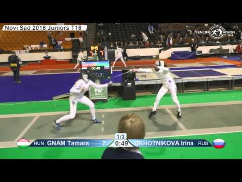 FE W E Individual Juniors NoviSad ZC 2016 T16 04 green Okhotnikova RUS vs Gnam HUN