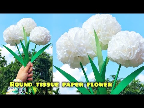 How to make round tissue paper flower || DIY paper craft || tissue paper flower making 