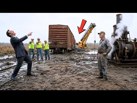 5 Cranes Couldn't Lift the Sunk Train. A 75-Year-Old Fired Up His 1930 Steam Winch