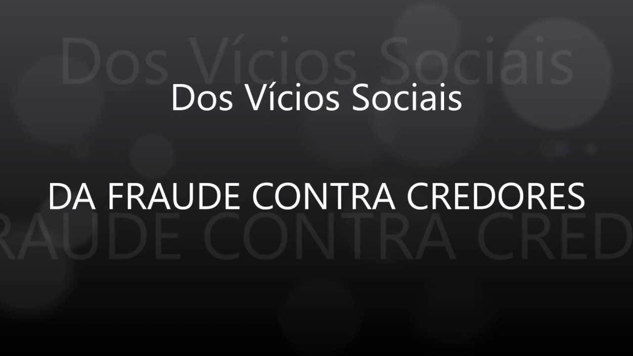 Da fraude contra credores