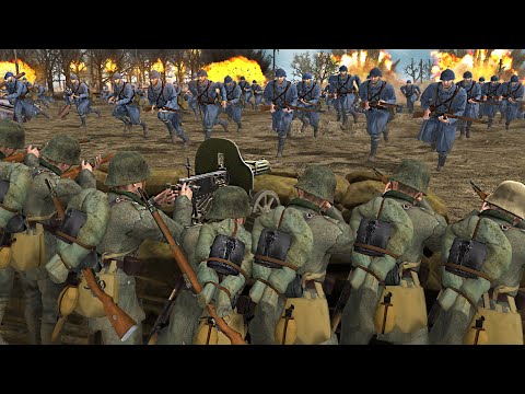 Largest WW1 German Army TRENCH FORTRESS vs 5,000 FRENCH ARMY Charge in Battle Simulator...