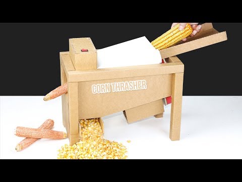 How To Make Mini Corn Thrasher Machine From Cardboard ! DIY Corn Thresher