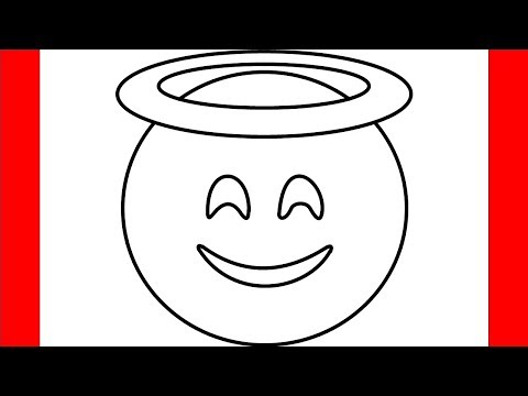 How To Draw Smiling Face With Halo Emoji - Step By Step Drawing