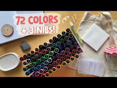 Acrylic Markers Experiments on Paper, Fabric & more | Arrtx 72set Review 