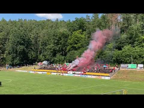 25.06.2023 Kreispokal Finale Thüringen - Waldstadion im Kaffeetälchen Tiefenort - Pyro - Support