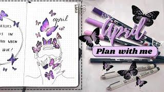 April Plan with me 🦋  | Butterfly themed ✨ | 2021 Bullet Journal Setup