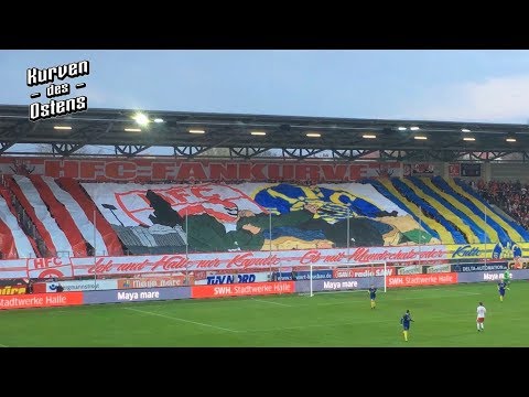 Hallescher FC 4:2 1. FC Lokomotive Leipzig 11.04.2018 | Choreos & Support