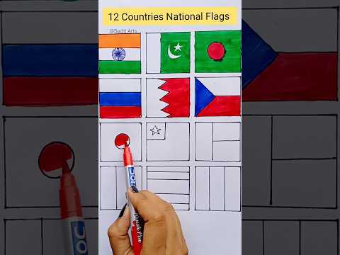 12 Countries National Flags Drawing | Flag Drawing | Independence Day #art #viral #shorts #short