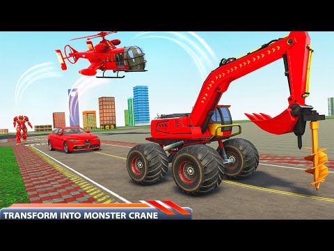 Monster Crane robot Car – Excavator robot game Go Jins - Robot Games and Shooting Games Gameplay #2