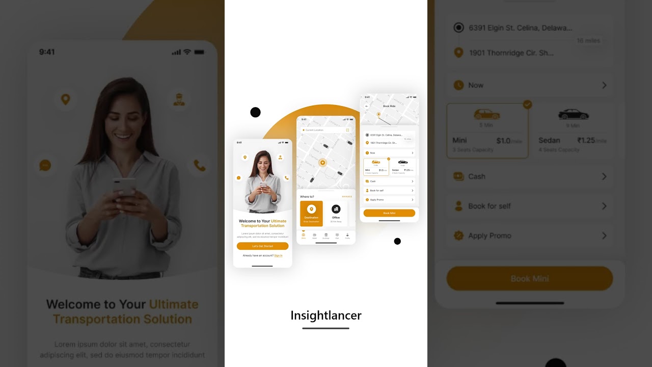Taxi Booking App UI | Cab Booking App UI | Figma UI Design | Mobile App UI Design | UIUX Design | ui