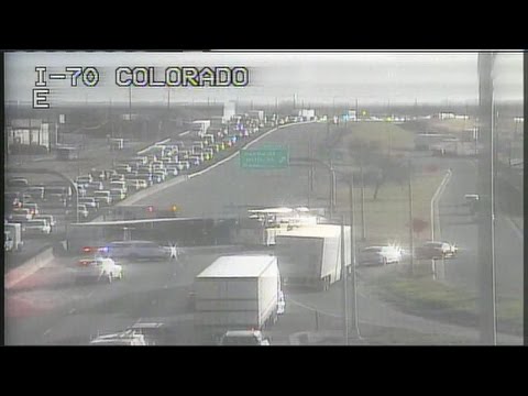Overturned semi truck crashes on EB I-70 at Colorado
