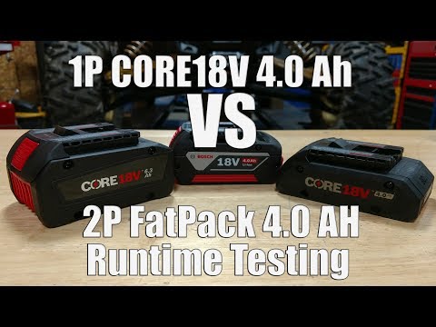 Runtime Testing The Bosch CORE18V 4.0 Ah VS Fatpack 4.0 Ah VS CORE18V 6.3 Ah