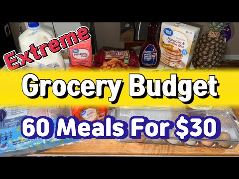 , title : '60 Meals for $30 || Emergency Grocery Budget || Cheap Meals'