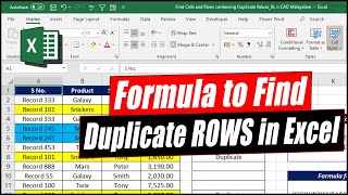 How to Find Duplicate Rows in Excel