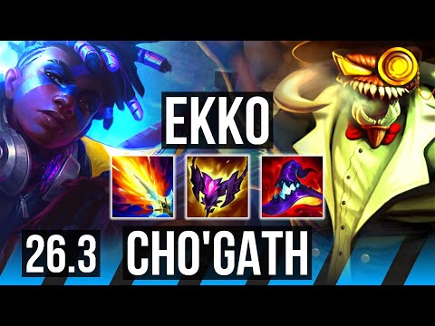 EKKO vs CHO'GATH (MID) | 64K damage, Good KDA: 26/3/9 | KR Diamond | 26.3