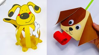 4 Moving paper toys | How to make paper dogs