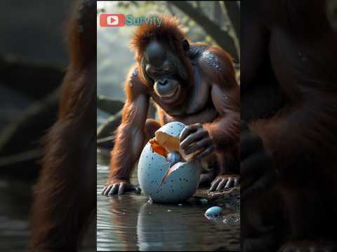 Orangutan Cracks the Crocodile Egg! 🦧😱
