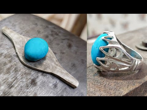 Fully handmade silver Ring with FEROZA stone