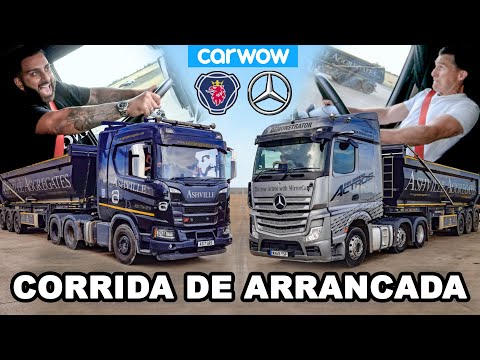 Mercedes Actros vs Scania R500 - CORRIDA DE ARRANCADA *Caminhões de 44 Toneladas!*