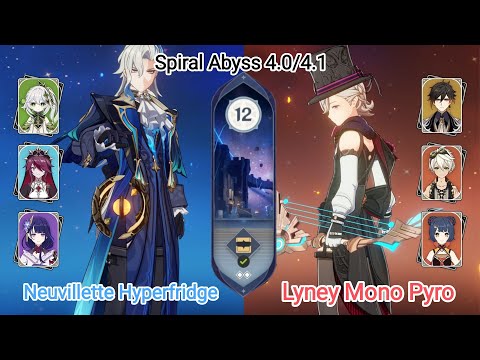 C0 Neuvillette Hyperfridge & C0 lyney Mono Pyro - Spiral Abyss 4.0 - Floor 12 9 stars Genshin Impact