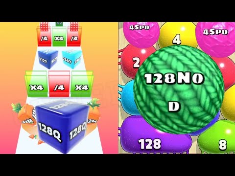 [New High Score 128Q] Jelly Run 2048 vs Blob Merge 3D [ 128NOD ] #ballgamezone