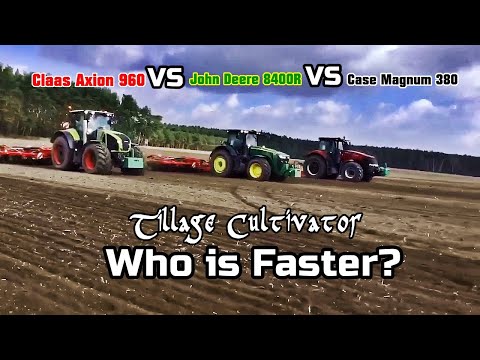 Claas Axion 960 VS JohnDeere 8400R VS Case Magnum 380 - [Tillage Cultivator Speed Fight]