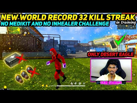 Unbelievable World Record 32 Kills || Desert Only No Medikit Challenge In Training - Garena Freefire