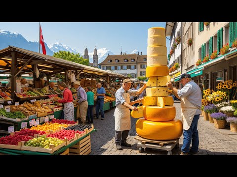 Morning Walking Tour in Zurich & Organic Farmers Market | Switzerland in 4K 🇨🇭