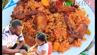 Watch and learn local Ghanaian man prepare JOLLOF RICE to feed his family //step by step guide
