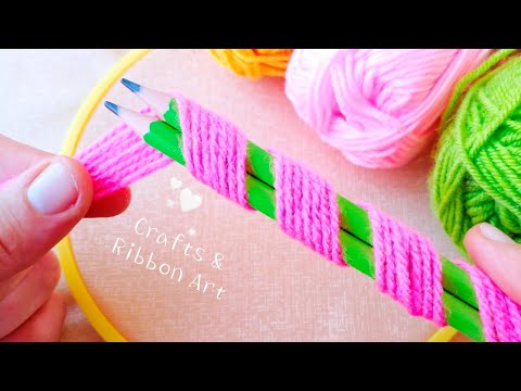 It's so Beautiful 🌺💖 Superb Woolen Rose Craft Idea with Pencil - DIY Amazing Flowers with Yarn