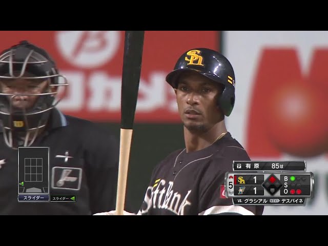 【5回表】 ホークス・グラシアル ライトへの勝ち越しタイムリーを放つ!! 2019/9/14 F-H