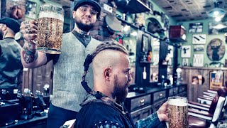 💈 ASMR BARBER - HOW TO GET Ragnar Lothbrok VIKING HAIRCUT &amp; BEARD TRIM