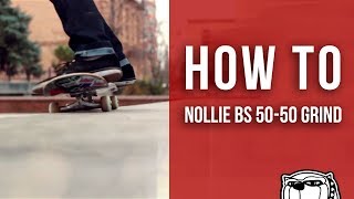 Смотреть онлайн Обучение трюку на скейте: Nollie bs 50-50 grind